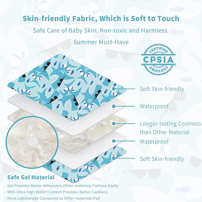 Gel Car Seat Cooler Pad for Children,Summer Breathable Ice Stroller Cooler Mat,Multifunctional Baby Cooling Pad Suitable for Stroller, Baby Dining Chair, Child Safety Seat