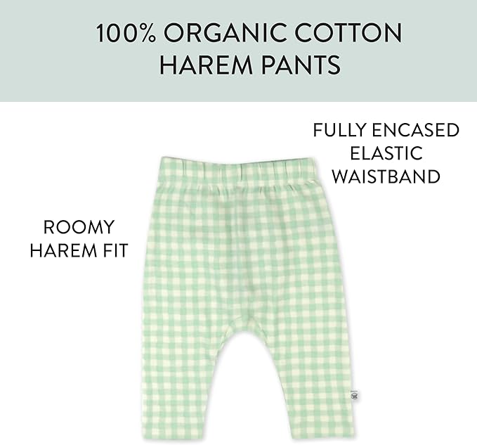 HonestBaby Unisex-Baby Multipack Harem Pants Roomy Fit Pull on Bottoms 100% Organic Cotton for Baby Boys, Girls
