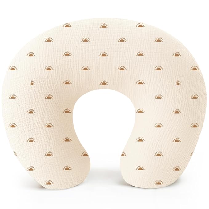 Konssy Muslin Nursing Pillow Covers, 100% Cotton Soft & Adorable Covers for Breastfeeding Pillows, Slipcovers for Newborn Baby Boys & Girls