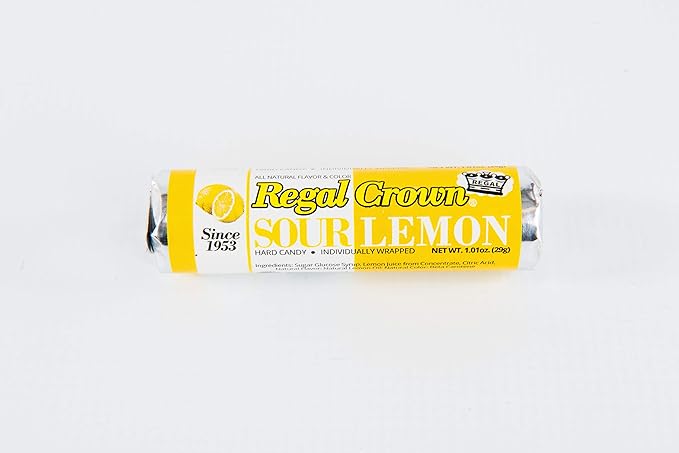 Regal Crown Sour Lemon Hard Candy Rolls | Old Fashioned Sour Lemon Candy | Traditional Lemon Candy Brought To You By Iconic Candy | 24 Count