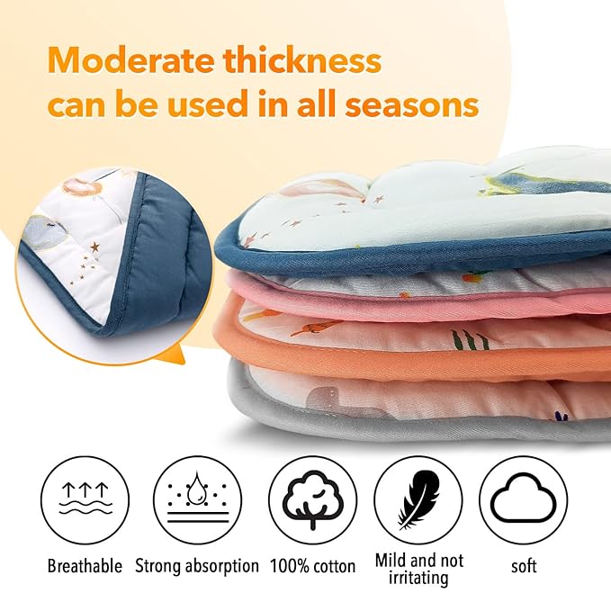 Baby Stroller Cushion,Infant Car Seat Insert-Reversible Universal Breathable and Soft Newborn Stroller Mat, 100% Cotton Cover Toddler Seat Pad Liner-34x78cm,1 Pack（Grey）