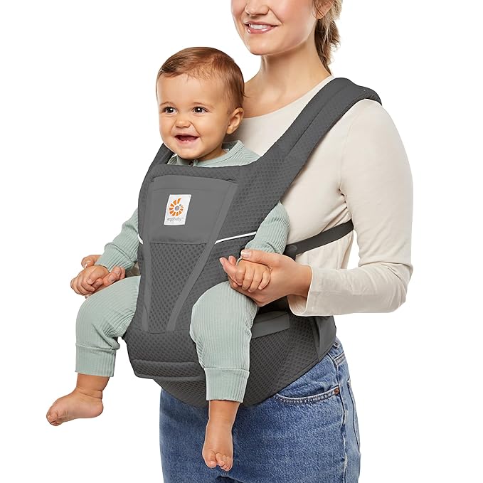 Ergobaby Alta Hip Seat All-Position Breathable Mesh Hip Seat & Carrier, Graphite Grey