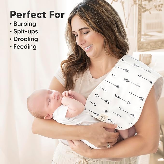 Organic Burp Cloths Baby Boy & Girl - 5-Pack Super Absorbent Cotton Burping Cloths for Babies, Soft & Plush Newborn Spit Up Rags, Infant Towels for Milk Spit Up, Unisex, Large 21" x 10" (Adventurer)