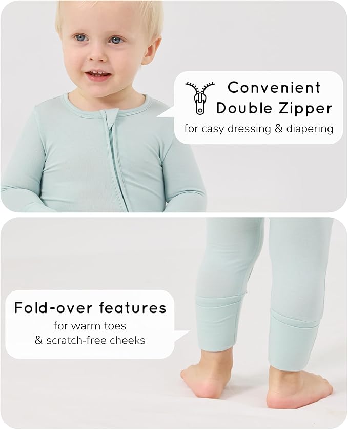 Footless Pajamas Baby Boy Girls, Viscose from Bamboo Baby Pajamas, Two Way Zipper Sleepers, Newborn Pjs