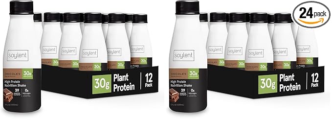 Soylent Chocolate High Protein Shake, 30g Complete Protein, Vegan, Dairy Free and 0g Sugar, Ready to Drink Protein Drinks, 11 Oz, 24 Pack