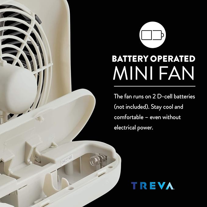 O2COOL Treva 5 Inch Battery Powered Fan Portable Desk Fan 2 Cooling Speeds with Compact Folding & Tilt Design Cubicle Accessories Small Portable (Grey)