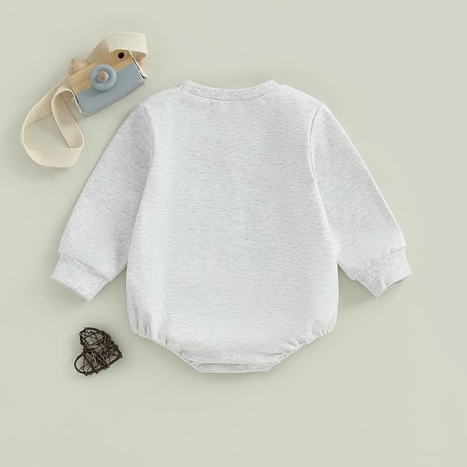 Kupretty Baby Boy Girl Sweatshirt Romper Cute Winter Fall Clothes Siblings Crew Neck Long Sleeve Bubble Infant Bodysuit