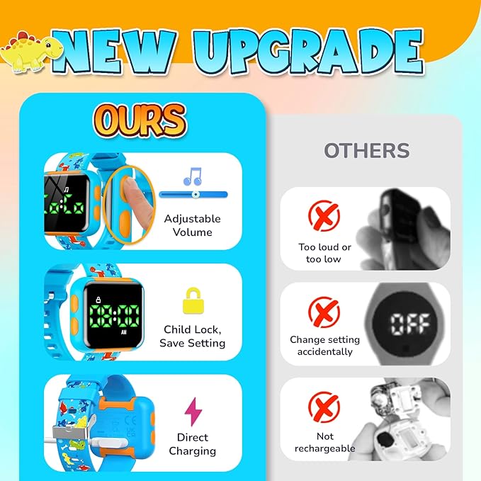 Potty Training Watch for Boys: Adjustable Volume Potty Watches for Toddler Boys Water Resistant Kids Potty Timer Christmas Birthday Gifts for 2 3 4 Year Old Boy (Dinosaur)