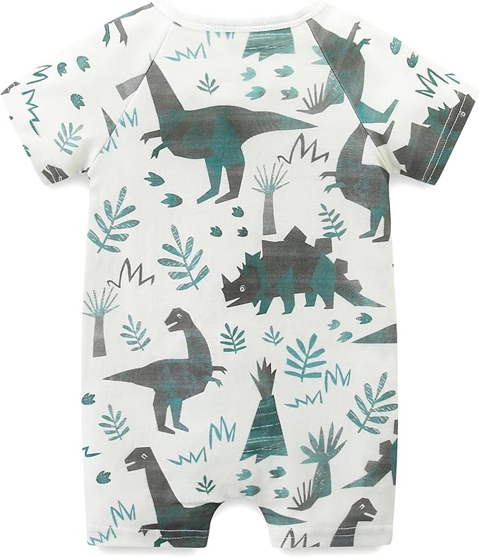 Baby Boy Girl Romper Short Sleeve 100% Cotton Bodysuit Outfits 2 Way Zipper Jumpsuit