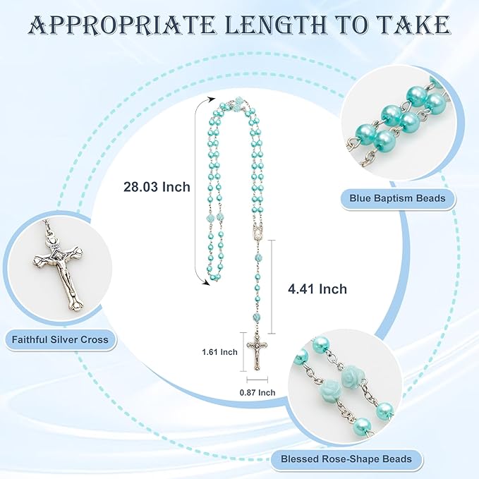 My First Blue Rosary and Keepsake Box, Catholic Baptism Gift for Baby Boy, Christening Set from Godparents, First Communion Rosary, Baby Shower Keepsake Box, Religious Boy Baptism Gifts