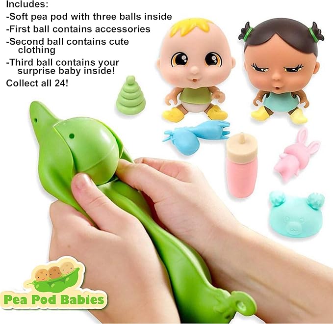 Nature Bound Pea Pod Babies Bundle (Set of 4) - Collectible Mystery Surprise Toys with Mini Baby, Clothing, & Accessories - Small Doll - Easter Basket Gift