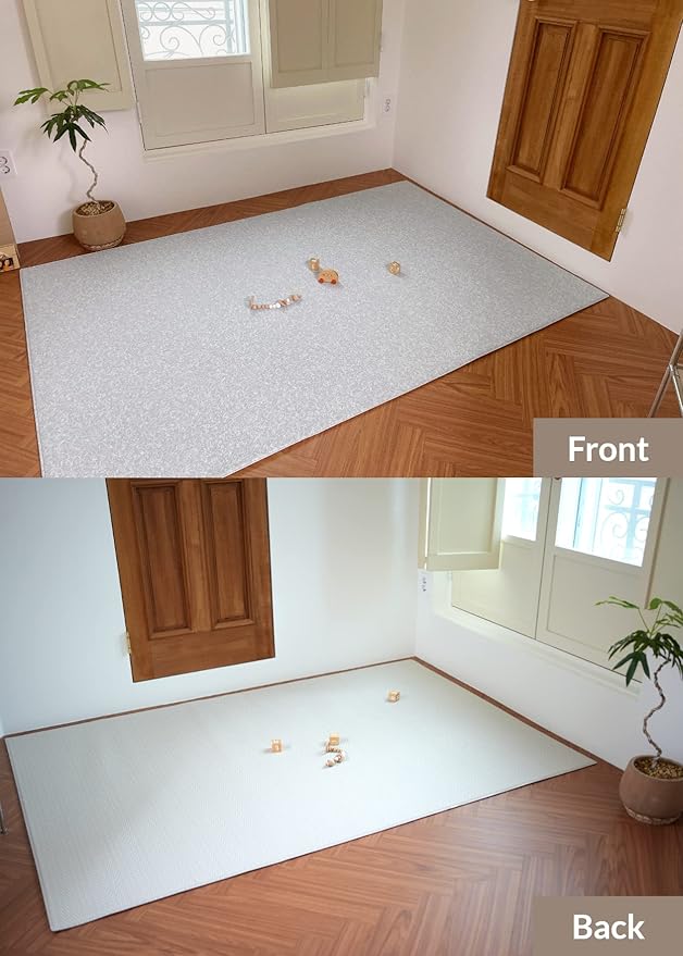 Baby Care Play Mat (Medium, Hygge - Spore & Wooden) 73’’ x 49’’ Original One-Piece Reversible Rollable Waterproof Play Mat for Infants, Babies, Toddler, and Kids