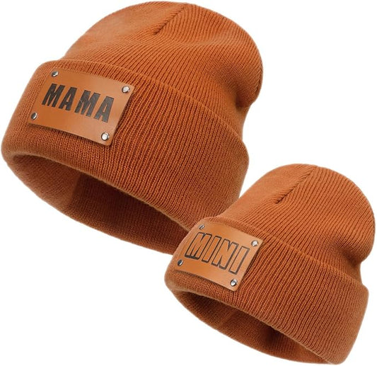 Parent-Child Beanie Hat,Mother & Baby Daughter/Son Winter Warm Knit Hat,Kids Soft Beanie Cap