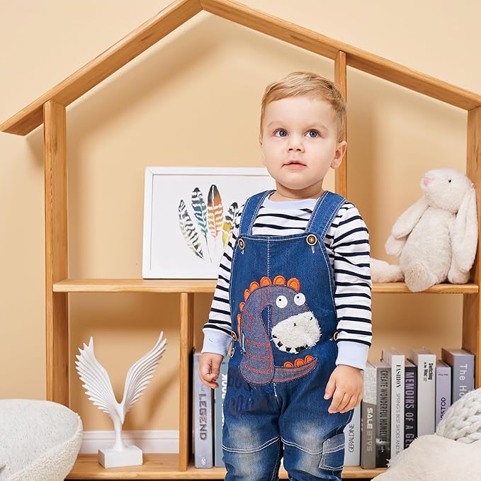 Cute Baby Boy Clothes Suit Toddler Boys' Striped long Sleeve T-Shirt+Denim Overalls Jumpsuit Pants Outfits Sets