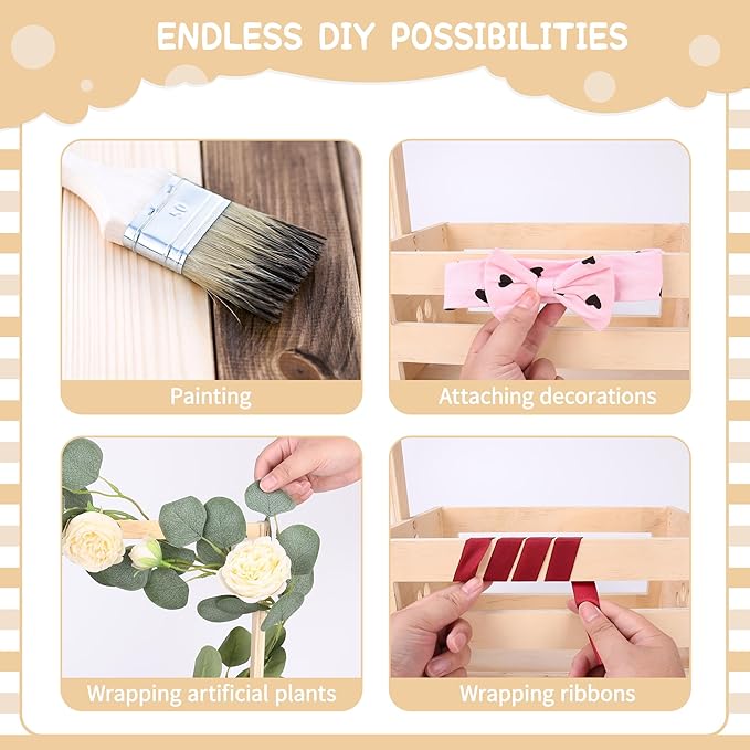 Wooden Baby Shower Crate Closet, Baby Basket with Handle Baby Storage Crate Hamper, Baby Welcome Gifts with 6 Pieces Teddy Bear Wooden Hangers, Baby Personailzed Basket for Pregnancy New Parent