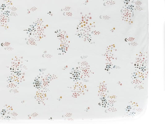 Pehr Crib Sheet, Flower Patch | Breathable Brushed Organic Cotton for Soft Sleep | Fits Standard Crib Mattresses up to 52”L x 28”W x 8”H