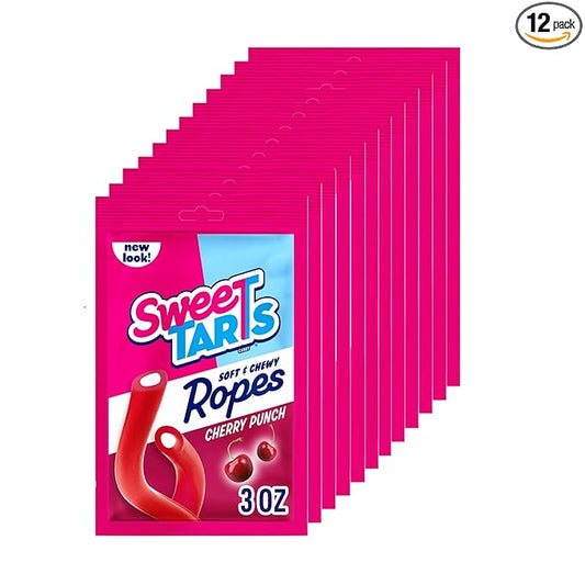 SweeTARTS Ropes, Cherry Punch Candy, 3 Ounce Pouch (Pack of 12)