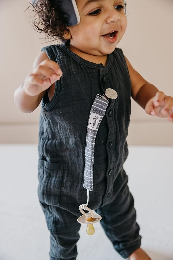 Copper Pearl Pacifier Clip 3-Pack: Premium Knit Binky Clips for Baby Girls and Boys - Stylish Stainless Steel Pacifier Holder Clip - Baby Pacifier Clips for No More Floor Drops - Diesel