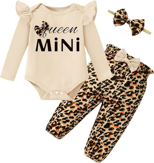 Baby Girl Clothes Newborn Infant Cotton Ruffle Romper+ Floral Pants + Headband Sets Fall Winter Outfits