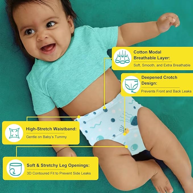 Upairy Training Pants for Boys Girls–Soft & Leak-Resistant Potty Training Underwear,Up Airy Potty Pants Comfortable for Toddlers(8PCS,S)