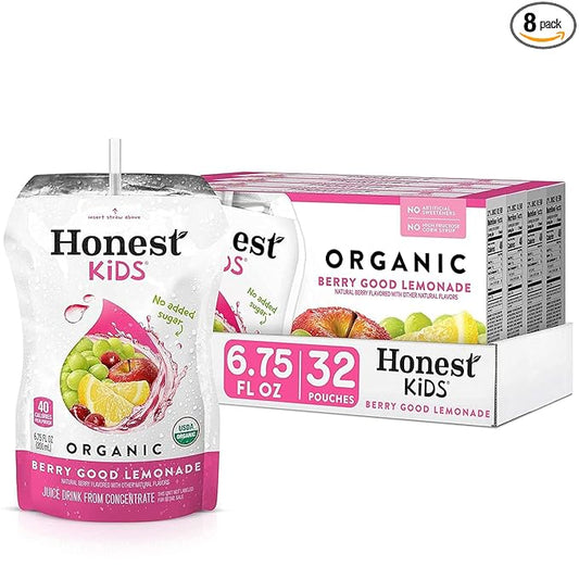 Honest Kids Berry Berry Good Lemonade Juice Drink, 6.75 Fluid Ounce - 8 per pack - 4 packs per case.4