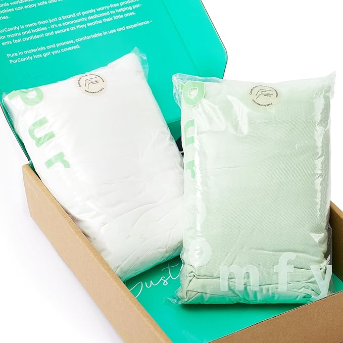 PurComfy Supersoft Crib Sheets 2-Pack, Premium Bamboo Viscose Stretchy Fitted Crib Sheet, Hypoallergenic Breathable Crib Sheets Boy Girl, Neutral Baby Crib Mattress Sheet, 9'' Extra Deep Pocket