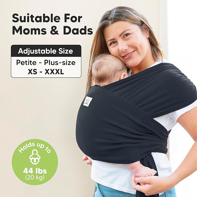 KeaBabies Baby Wrap Carrier Ring Sling - Easy to Wear, Adjustable D-Lite Baby Carrier Newborn to Toddler, Infant Carrying Shirt, Hands Free Bonding, Breathable Fabric Wearing Wrap (Midnight)
