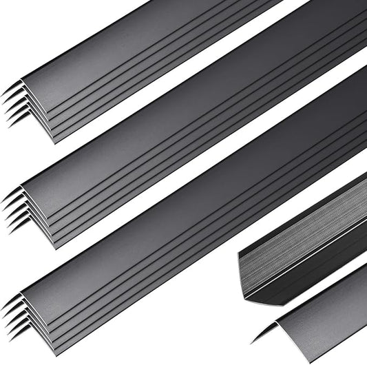 Therwen 30 Pcs Aluminum Alloy Metal Molding Corner Guards 48 x 1.2 x 1.2 Inches Wall Corner Guard Protectors with 90° Angle Door Frame Cabinet Baseboard Protector for Edge Wall Decoration(Black)