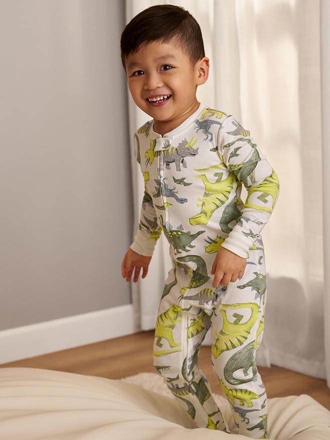 Simple Joys by Carter's Toddlers and Baby Boys' Snug-Fit Footed Cotton Pajamas, Pack of 3