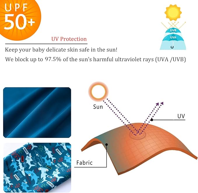 UMELOK Baby Boys UPF 50+ Sun Protection One Piece Rashguard Swimsuit with Snap Bottom