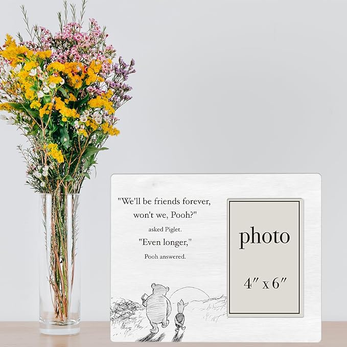Pooh Bear Picture Frame, Friendship Gift Ideas, Birthday Gifts for Friends Besties, We'll Be Friends Forever Photo Frame for 4 x 6 Inch Photo