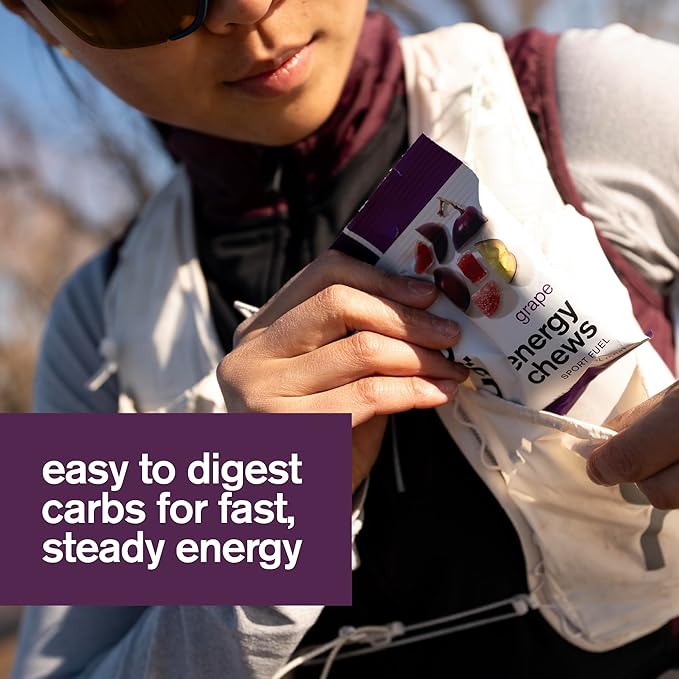 Skratch Labs Energy Chews | Gummies for Running, Cycling, and Sports Performance | Gel Alternative | Grape (10 Pack) | Gluten Free, Vegan