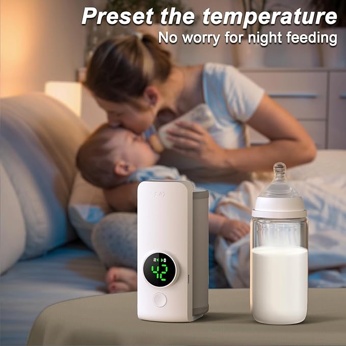 Portable Bottle Warmer for Travel-Fast Heating & Keep Warming Up to 5H, 6-Speed Precise Temperature Control,Keep Formula Nutrition,Lifesaver for Parents On The Go