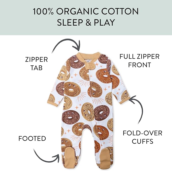 HonestBaby Sleep & Play Footed One-piece Pajama Sleeper 100% Organic Cotton, Baby Boys