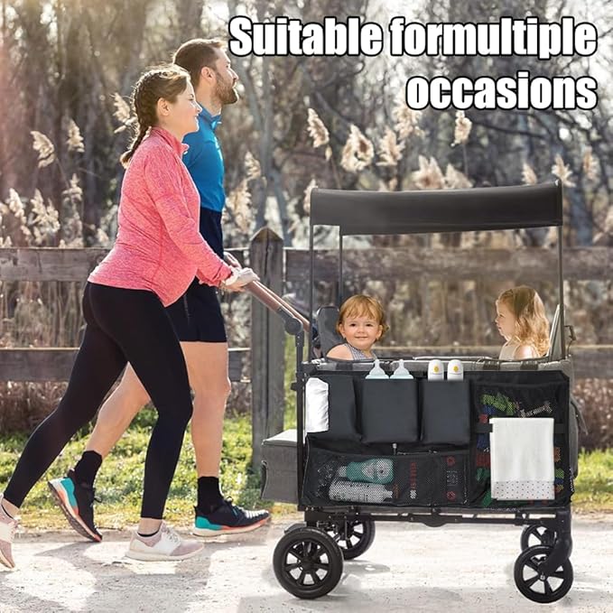 Stroller Wagon Cargo Net, Abnaok Wagon Accessories Organizer Compatible with WONDERFOLD W-Series Models, Large Capacity Mesh Cargo Storage Bag with Sorting Pockets Compatible with Keenz Wagon