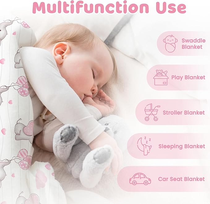 SANDJEST Elephant Kid Blanket for Girl - 30 x 40 Minky Throw Blankets for Girls - Gift for Kids on Birthday