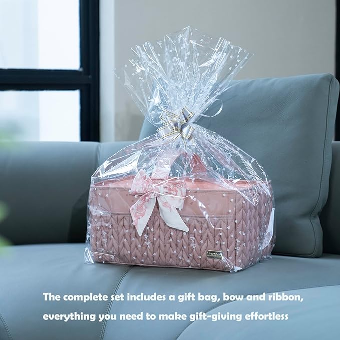 Luxurious Baby Diaper Caddy, Nursery Storage Basket for Newborn Boy and Girl, Travel Baby Basket for Diapers Baby Wipes, Organizer Tote Bag Storage Bin, Baby Shower Gifts(dusty rose)