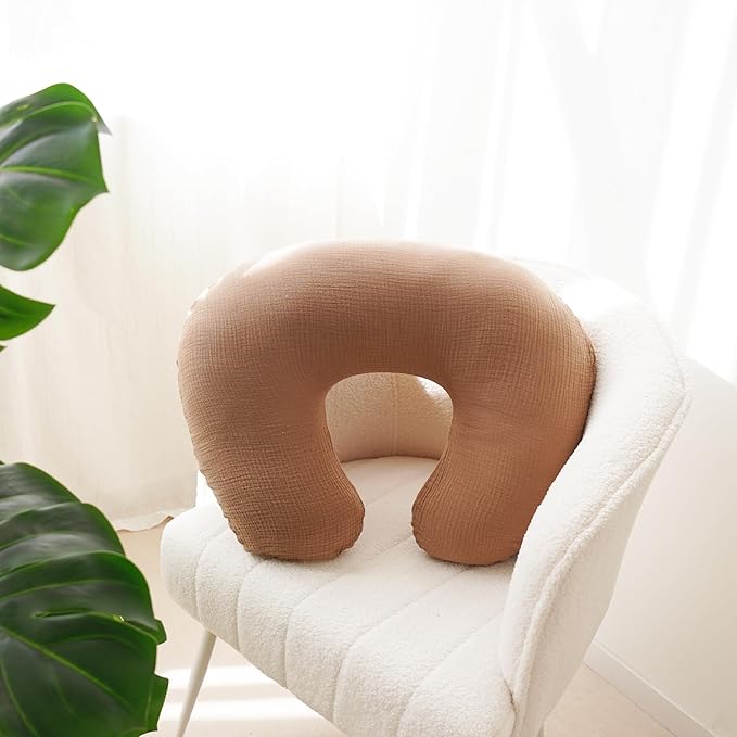 2-Pack Muslin Nursing Pillow Covers, Breathable 100% Cotton Breastfeeding Pillow Slipcovers for Standard Nursing Pillows, Soft Covers for Baby Girls and Boys with Zipper