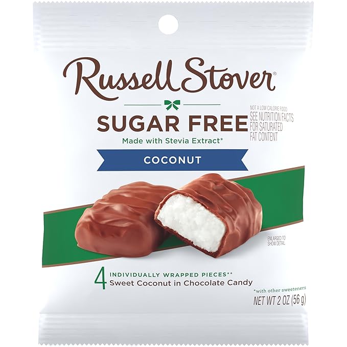 RUSSELL STOVER Sugar Free Coconut in Chocolate Candy, 2 oz. bag (Pack of 10)