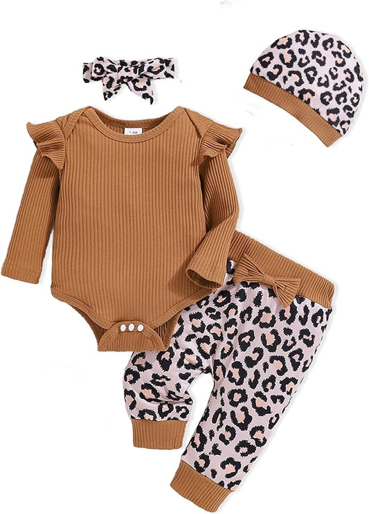 Baby Girl Clothes Newborn Infant Outfits Cute Summer Clothes Spring Romper Set+Hat+Headband