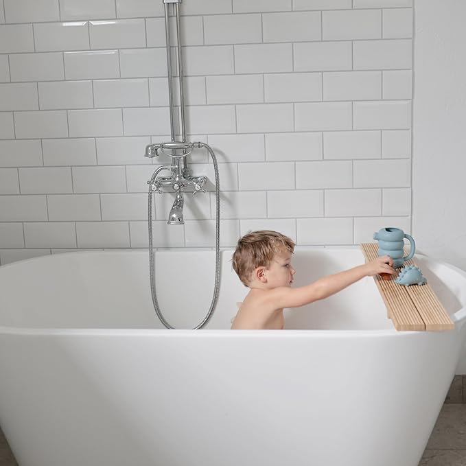 mushie Silicone Watering Can | Bath and Outdoor Play for Toddlers 10 Months+ (French Blue)