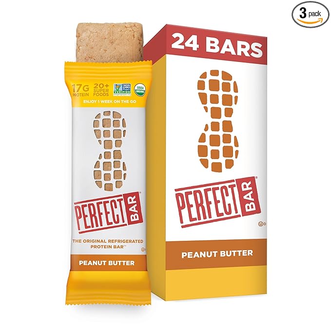 Perfect Bar Original Refrigerated Protein Bar, Peanut Butter, 2.5 Ounce Bar, 8 Count (Pack of 3)