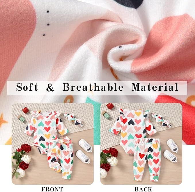 Aalizzwell Preemie Newborn Infant Baby Girls Clothes Ribbed Romper Bodysuit Pants Set Fall Winter Outfits