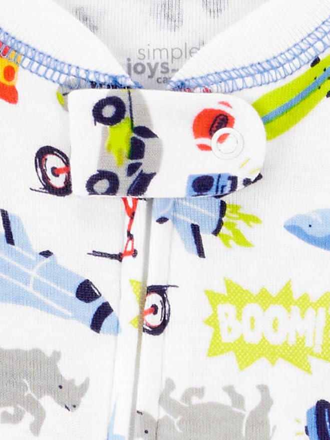 Simple Joys by Carter's Toddlers and Baby Boys' Snug-Fit Footed Cotton Pajamas, Pack of 3