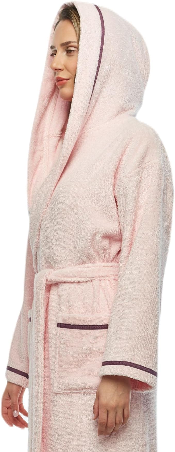 Arus Women's Hooded Classic Bathrobe Turkish Cotton Robe with Full Length Options