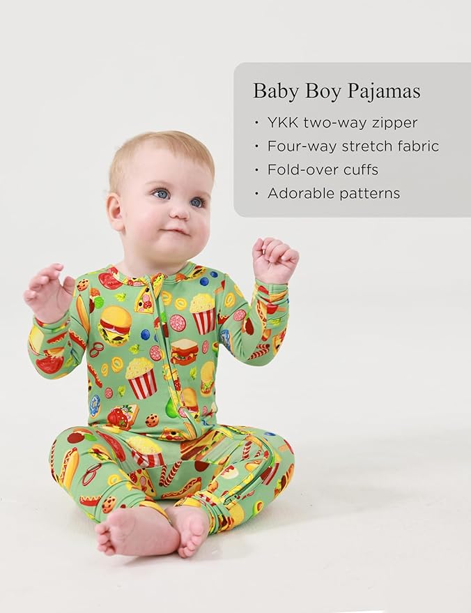 Footless Pajamas Baby Boy Girls, Viscose from Bamboo Baby Pajamas, Two Way Zipper Sleepers, Newborn Pjs
