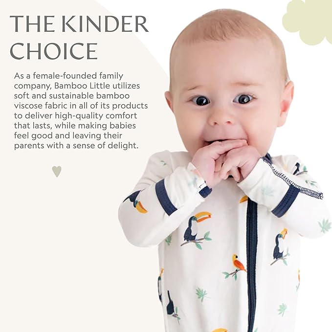 Bamboo Little Soft Baby Footie Pajamas, Baby Clothes, Newborn Sleepers, 95% Viscose and 5% Spandex, 0-24 Months