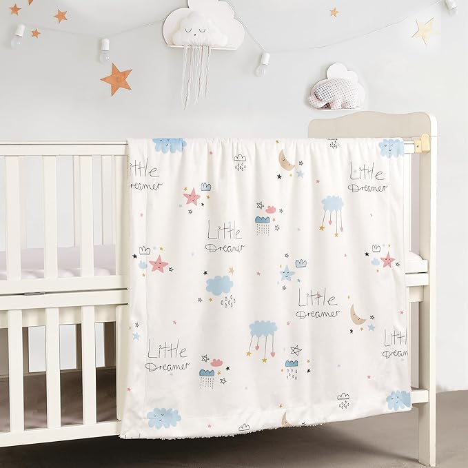 CREVENT Cozy Soft and Warm Mink Baby Blanket with Sherpa Backing, Gift Packing with Ribbon for Newborn Infant Toddler's Crib Cot Stroller (30"X40" Little Dream)
