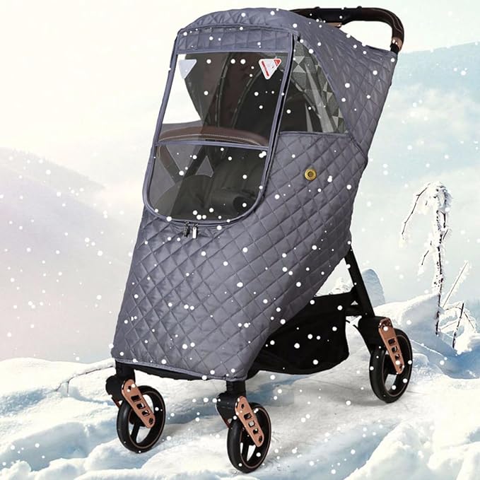 Universal Stroller Rain Cover Winter Pram Buggy Rain Shield Waterproof Windproof Quilted Travel Weather Cover for Baby Stroller Pushchair