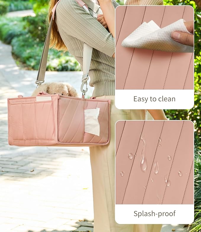 Diaper Caddy Organizer for Baby Essentials – Soft Blush Pink Storage Basket with Compartments, Shoulder Strap & Stroller Hooks – All-in-One Multifunctional Diaper Storage Tote for Nursery & Car